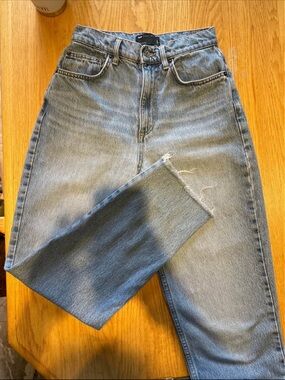 ASOS Blue Denim Jeans With Raw Hem
